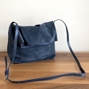 UO Navy Blue Suede Crossbody Bag